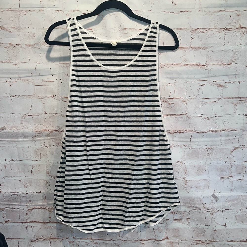 Eileen Fisher Black and White Striped Tank Top